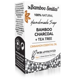 BAMBOO SMILES ΧΕΙΡΟΠΟΙΗΤΟ ΣΑΠΟΥΝΙ ΜΕ ΕΝΕΡΓΟ ΑΝΘΡΑΚΑ ΑΠΟ ΜΠΑΜΠΟΥ + ΤΕΪΟΔΕΝΔΡΟ + ΑΙΘΕΡΙΟ ΕΛΑΙΟ ΚΑΝΕΛΑΣ