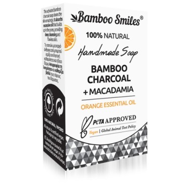 BAMBOO SMILES ΧΕΙΡΟΠΟΙΗΤΟ ΣΑΠΟΥΝΙ ΜΕ ΕΝΕΡΓΟ ΑΝΘΡΑΚΑ ΑΠΟ ΜΠΑΜΠΟΥ + MACADAMIA + ΑΙΘΕΡΙΟ ΕΛΑΙΟ ΠΟΡΤΟΚΑΛΙΟΥ